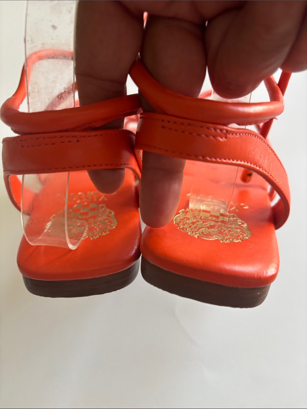 Vince Camuto Orange Knot-Strap Square-Toe Sandals - Picture 6 of 8